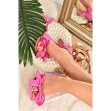 Fox Shoes Fuşya Saten Kurdele Detaylı Kadın Topuklu Ayakkabı K749384904