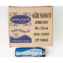 KAZANÇ Plastik Ağır Sanayi Jumbo Boy Çöp Torbası 10 Adet Siyah 10'lu Set 80 X 110 cm