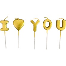 Event Party Store Pasta Mumu Metalik Gold I Love You (Kürdanlı)