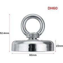 Dünya Magnet Magnet Fishing, Halatlı Güçlü Neodyum Mıknatıs Balıkçılığı Seti, 60MM Mıknatıs, 25 Mt. Halat, Kanca