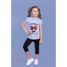 Toontoy Kız Çocuk Vişne Baskılı Taytlı Takım