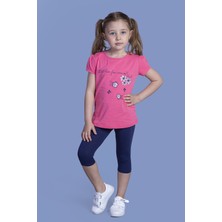 Toontoy Kız Çiçek Baskılı Taytlı Takım