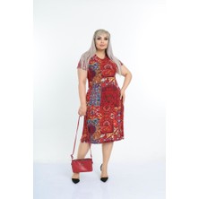 mezura Yazlık Bayan Büyük Beden Penye Viskon Elbise