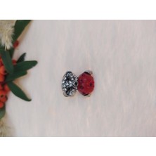 Hd Marketim Gümüş Fare Figürlü Yüzük Kırmızı Kristalli Çocuk Yüzük