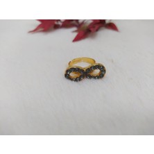 Hd Marketim Kadın Yüzük Koyu Gri Taşlı Sonsuzluk Tasarım Ölçüsü