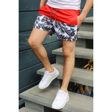 Madmext Baskılı Kırmızı Deniz Şortu 2949