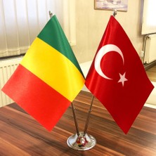 Fors Bayrak Krom Direkli Mali - Türkiye Masa Bayrağı 2'li