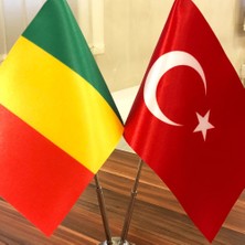 Fors Bayrak Krom Direkli Mali - Türkiye Masa Bayrağı 2'li