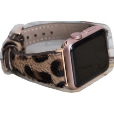 Bouletta Apple Watch Uyumlu Deri Kordon 42-44MM Tüylü Leopar