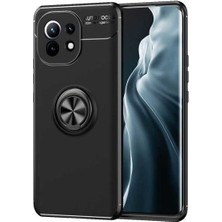 Case 4u Xiaomi Mi 11 Kılıf Autofocus Shockprof Ravel Yüzüklü Standlı Slikon Kapak Siyah