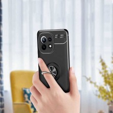 Case 4u Xiaomi Mi 11 Kılıf Autofocus Shockprof Ravel Yüzüklü Standlı Slikon Kapak Siyah