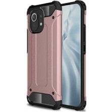 Case 4u Xiaomi Mi 11 Kılıf Military Armor Çift Katmanlı Crash Silikon Kılıf Rose Gold