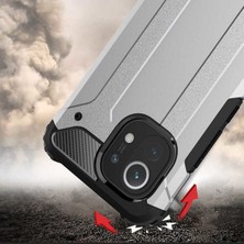 Case 4u Xiaomi Mi 11 Kılıf Military Armor Çift Katmanlı Crash Silikon Kılıf Kırmızı