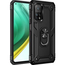 Case 4u Xiaomi Mi 10T 5g Kılıf Çift Katmanlı Yüzüklü Manyetik Vega Kapak Siyah