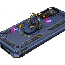 Case 4u Xiaomi Mi 10T 5g Kılıf Çift Katmanlı Yüzüklü Manyetik Vega Kapak Gümüş