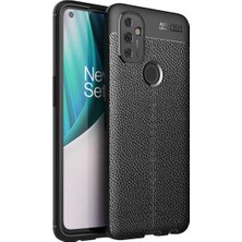 Case 4u Oneplus Nord N100 5g Kılıf Rugan Armor Deri Görünümlü Yüksek Kalite Silikon Niss Siyah