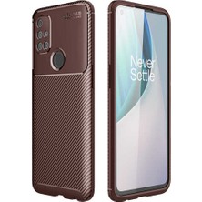 Case 4u Oneplus Nord N10 5g Kılıf Rugged Armor Karbon Desenli Lüx Negro Silikon Arka Kapak Kahverengi