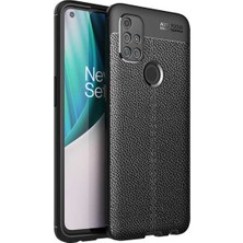 Case 4U Oneplus Nord N10 5g Kılıf Rugan Armor Deri Görünümlü Yüksek Kalite Silikon Niss Siyah