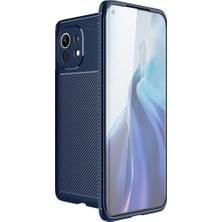 CoverZone Xiaomi Mi 11 Kılıf Karbon Delüx Tpu Silikon Lacivert Lacivert