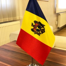 Fors Bayrak Moldova Masa Bayrağı Krom Direkli Tekli Bayrak