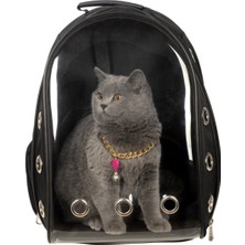 Es-Se Ticaret Şeffaf Astronot Kırılmaz Kedi Köpek Taşıma Çantası 42 x 22 x 33 cm - Siyah