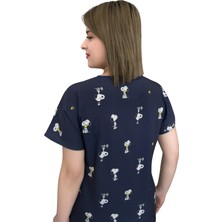 Nur Ortopedi Lacivert Snopy Temalı Doktor Hemşire Hastane Cerrahi Üst Forma Greys