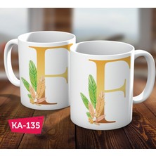 Biz Dijital F Harf Baskılı Gold Hediyelik Kahve Kupa Bardak