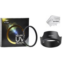 Tianya - Canon 200D 250D 18-55mm Is Stm Lens için 58mm XS-PRO Slim Uv Filtre + EW-63C Parasoley