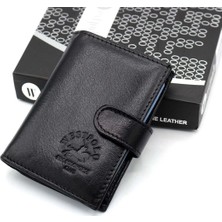 West Polo Siyah  Deri Patlı Kağıt Para Gözlü Şeffaf Erkek Cüzdan W22043068