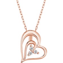 Altınsepeti Rose Gümüş Üç Taş Anne Kalbi Kolye G903KLR3