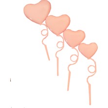 Event Party Store Pasta Süsü Plastik Kalp Pembe 4'lü