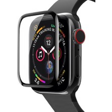 Microcase Apple Watch Uyumlu Seri 6 44 mm Tam Kaplayan Kavisli Ekran Koruyucu 3D Pet Film Siyah