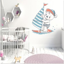 Sticker Sepetim Sörf Yapan Ayıcık Çocuk Odası Duvar Sticker