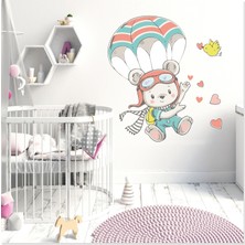 Sticker Sepetim Sevimli Paraşütçü Ayıcık Çocuk Odası Duvar Sticker