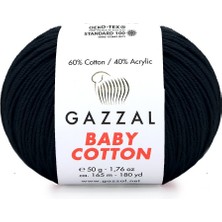 Gazzal Baby Cotton Amigurumi Ipi 50 gr El Örgü Ipi  3433 Siyah Punch Ipi