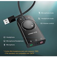 Ugreen USB Harici Stereo Ses Adaptörü 3.5 Çıkışlı