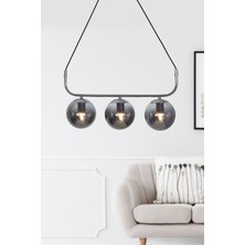 Luzarana Delta 3 Lü Krom Metal Gövde Füme Camlı Tasarım Lüx Avize