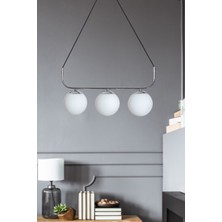 Luzarana Delta 3 Lü Krom Metal Gövde Beyaz Camlı Tasarım Lüx Avize