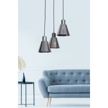 Luzarana Alfa 3lü  Krom-Siyah Metal Gövde  Tasarım Lüx  Sarkıt Avize