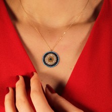 Adil Idil Kuyumculuk Nazar Boncuk Taşlı 14 Ayar Kolye