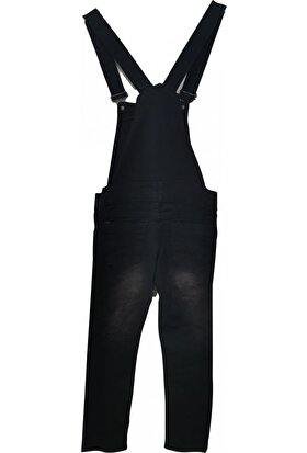 Sercino Kız Çocuk Siyah Taş Detaylı Bahçıvan Kot Pantolon SRC008