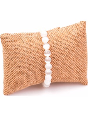 Taş Sandığı Selenit Taşı Bileklik - 8 mm