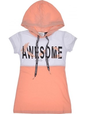 Baby Bakkal Awesome Baskılı Kapşonlu Kısa Kollu Tshirt