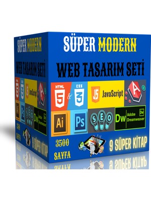 Enine Boyuna Eğitim Süper Modern Web Tasarım Seti (9 Süper Kitap)