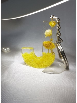 Sultan  Tasarım Epoksi J Harfi Anahtarlık