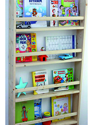İhlas Montessori Kitaplık Çocuk Odası Eğitici Kitaplık Ahşap Bebek Çocuk Odası Montessori Ahşap Duvar Rafı