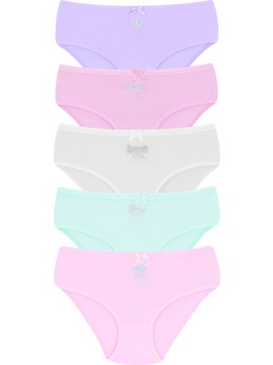 Biyokids Kız Çocuk Külot 5 Li Paket Yumuşak Pamuklu Karışık Renkli Günlük Kullanım İçin