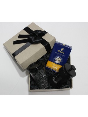 Special 250 gr & Siyah French Press & Kapaklı Kahve Bardağı Hediye Seti