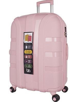 Bagacar Iv Sert Silikon Kırılmaz Büyük Boy Valiz Pudra