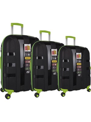 Bagacar Iv Sert Silikon Kırılmaz 3lü Valiz Seti Yeşil Siyah